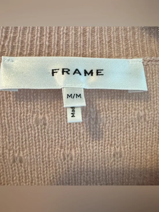 FRAME Pointelle Puff Sleeve Cashmere Sweater | M - Picture 5 of 8